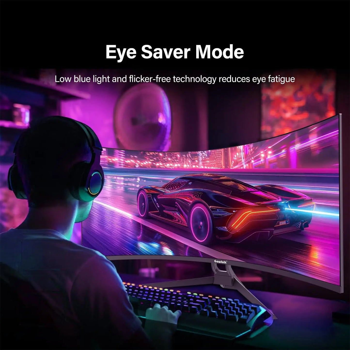 34" Curved Gaming Monitor, IPS WQHD(3440x1440P) 165Hz 1500R 21:9 UltraWide PC Display, 128% sRGB, AMD FreeSync, Blue Light Filte