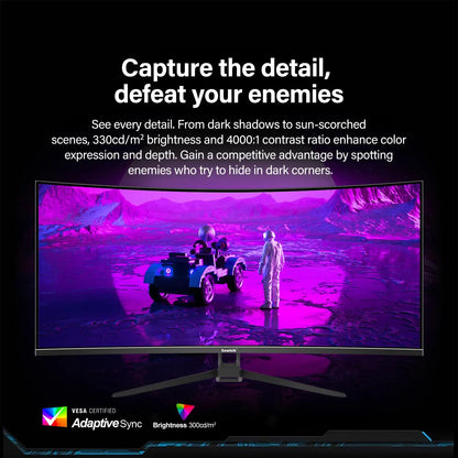 34" Curved Gaming Monitor, IPS WQHD(3440x1440P) 165Hz 1500R 21:9 UltraWide PC Display, 128% sRGB, AMD FreeSync, Blue Light Filte