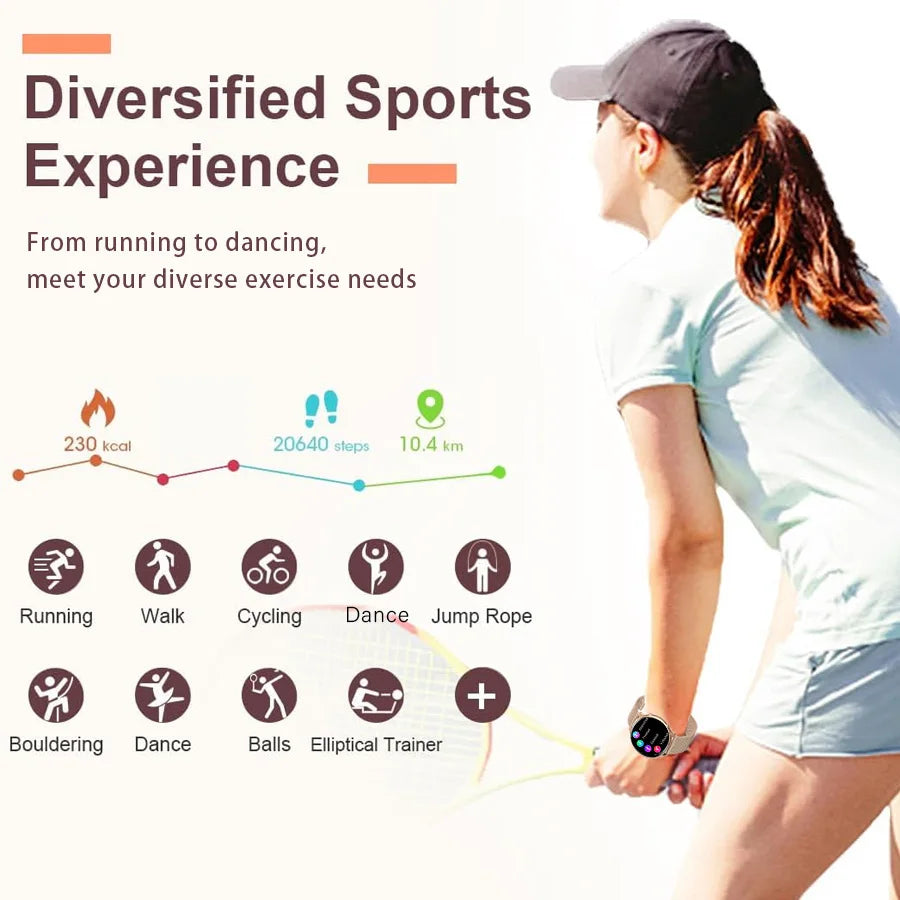 Women's Smart Watch 1.20 Inch Fitness Tracker Heart Rate Blood Pressure Monitor Period Tracking Compatible with Android iPhone