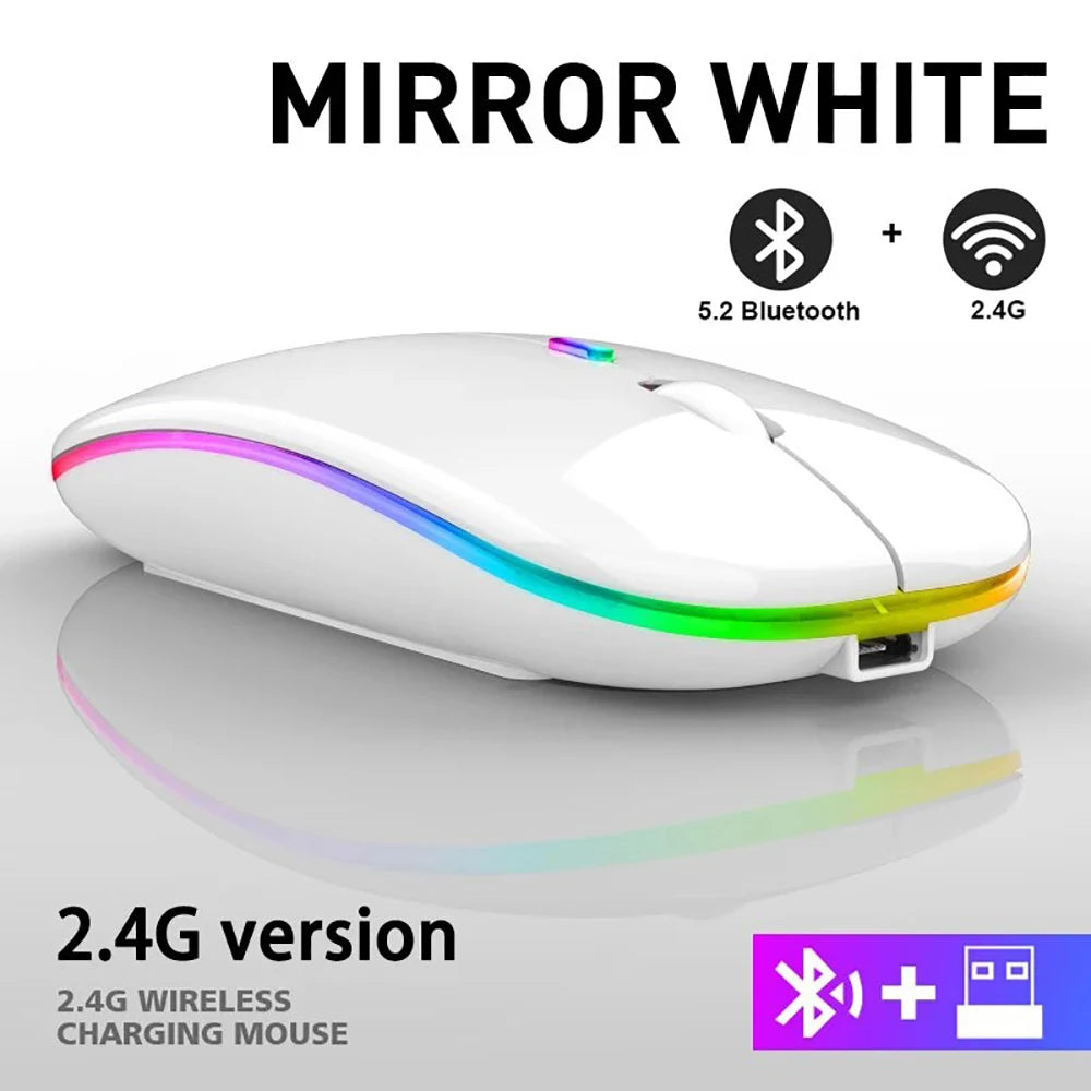 2.4G Bluetooth USB Wireless Mouse Portable Rechargeable Silent Gaming Mouse Ergonomic RGB Backlight Mouse For Laptop PC Computer