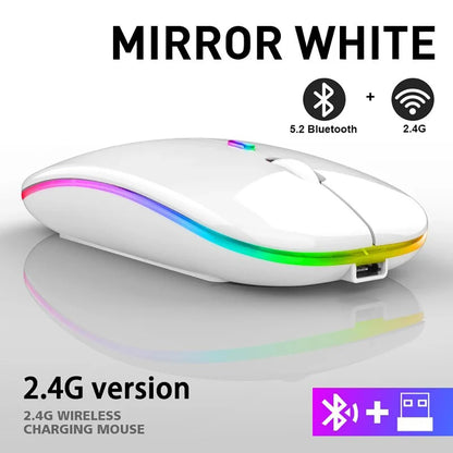 2.4G Bluetooth USB Wireless Mouse Portable Rechargeable Silent Gaming Mouse Ergonomic RGB Backlight Mouse For Laptop PC Computer