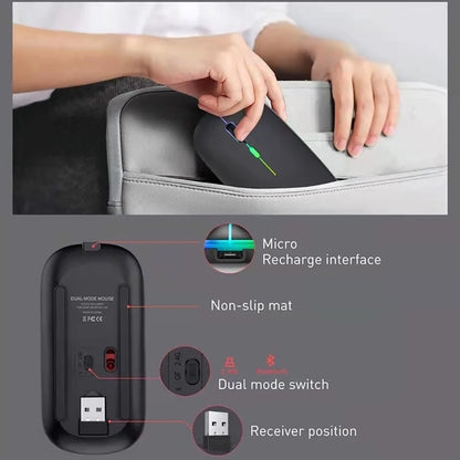 2.4G Bluetooth USB Wireless Mouse Portable Rechargeable Silent Gaming Mouse Ergonomic RGB Backlight Mouse For Laptop PC Computer