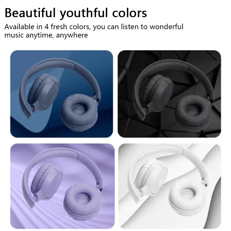 JBL Tune 520BT Wireless On-Ear Headphones T520BT Bluetooth 5.3/Hands-Free Support APP Deep Bass Foldable Headset With Mic T520