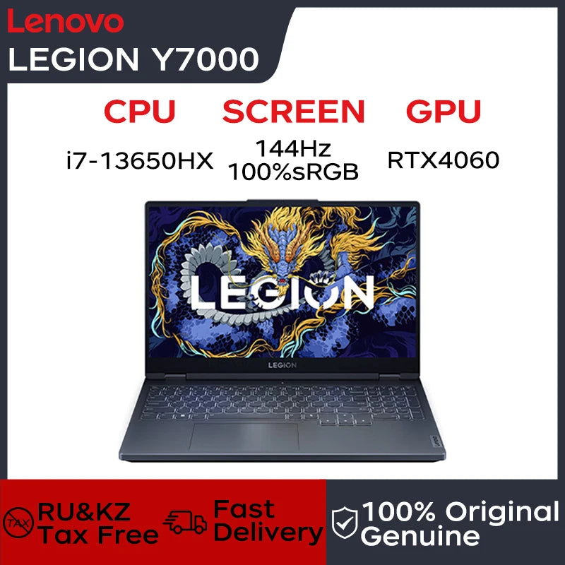 Lenovo laptop Legion Y7000 15.6"144Hz Gaming laptop Intel Core i7-13650HX 24/32GB DDR5 RAM 512GB/1TB/2TB SSD RTX4060 Notebook PC