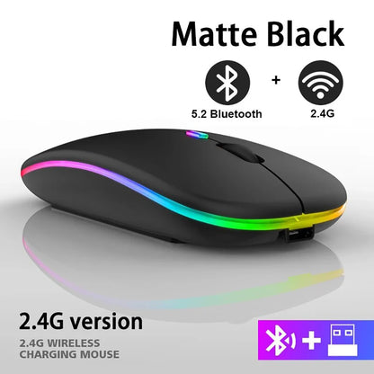 2.4G Bluetooth USB Wireless Mouse Portable Rechargeable Silent Gaming Mouse Ergonomic RGB Backlight Mouse For Laptop PC Computer