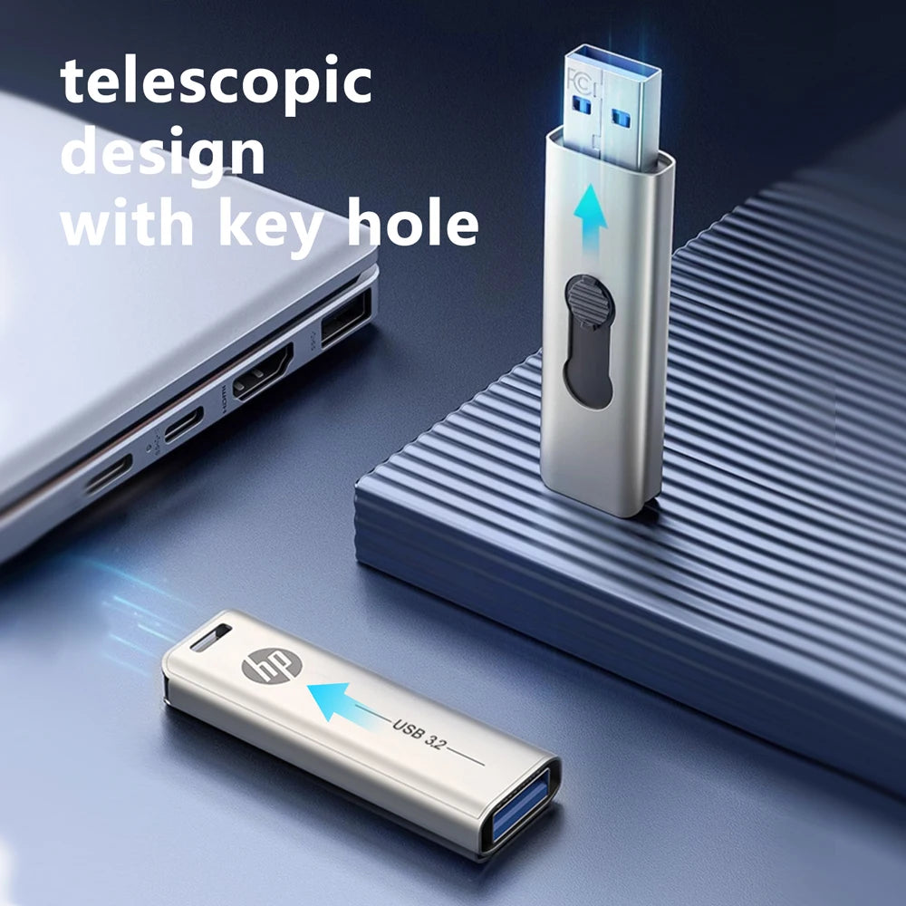 HP 32GB Flash Drive USB3.2 Disk 64GB 128GB 256GB High Speed External Storage Metal Pen Drive USB Sticks for PC Desktop