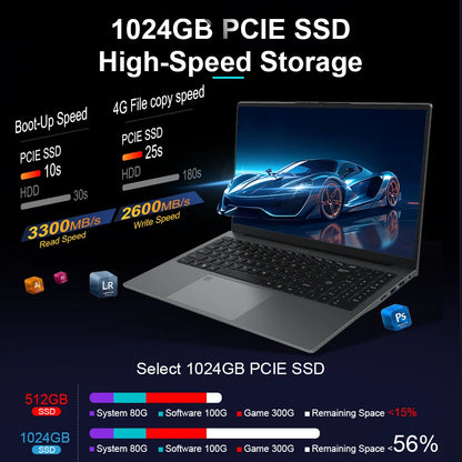 Ninkear A15 PLUS Laptop 15.6" IPS FHD AMD Ryzen 7 5825U Notebook 32G DDR4 3200Mhz+1TB PCI-E 57Wh Battery Windows 11 PRO Computer