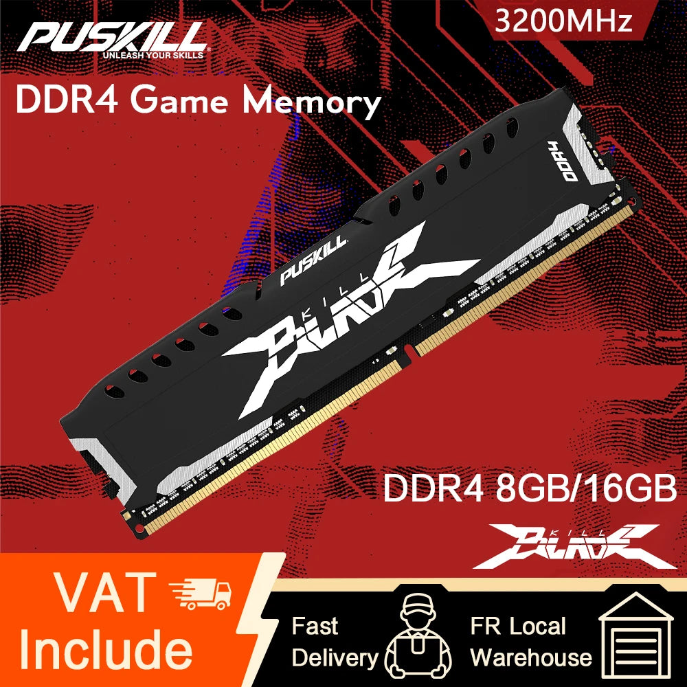 PUSKILL DDR4 Memoria Ram 16GB 8GB 1.2V 3200MHz Desktop 288-Pin Computer Heatsink Cooling Vest Memory