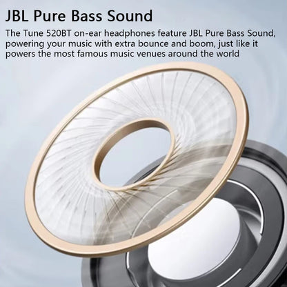 JBL Tune 520BT Wireless On-Ear Headphones T520BT Bluetooth 5.3/Hands-Free Support APP Deep Bass Foldable Headset With Mic T520