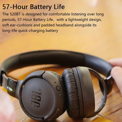 JBL Tune 520BT Wireless On-Ear Headphones T520BT Bluetooth 5.3/Hands-Free Support APP Deep Bass Foldable Headset With Mic T520
