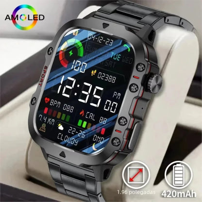 LAXASFIT 2025 Rugged Military Smart Watch Men's Outdoor Watch 2.01" HD Touch Screen Voice Bluetooth Call Smartwatch