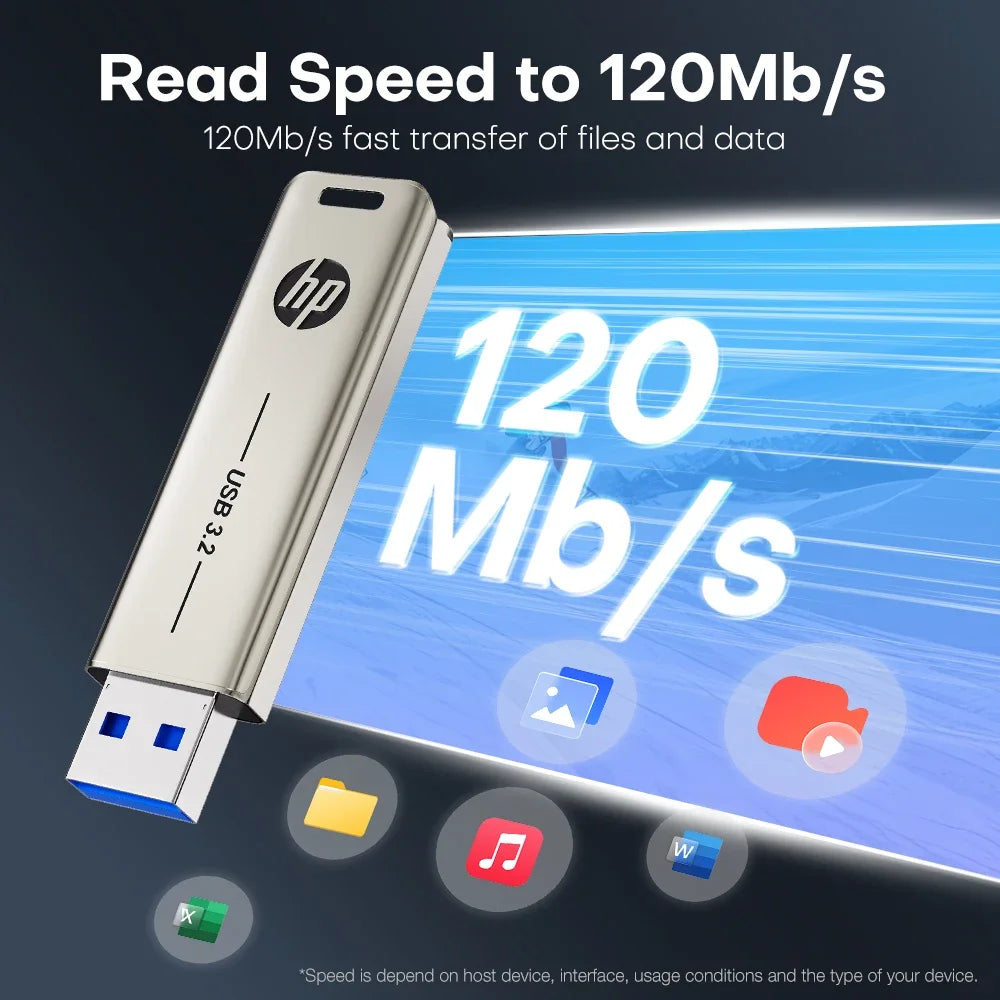 HP 32GB Flash Drive USB3.2 Disk 64GB 128GB 256GB High Speed External Storage Metal Pen Drive USB Sticks for PC Desktop