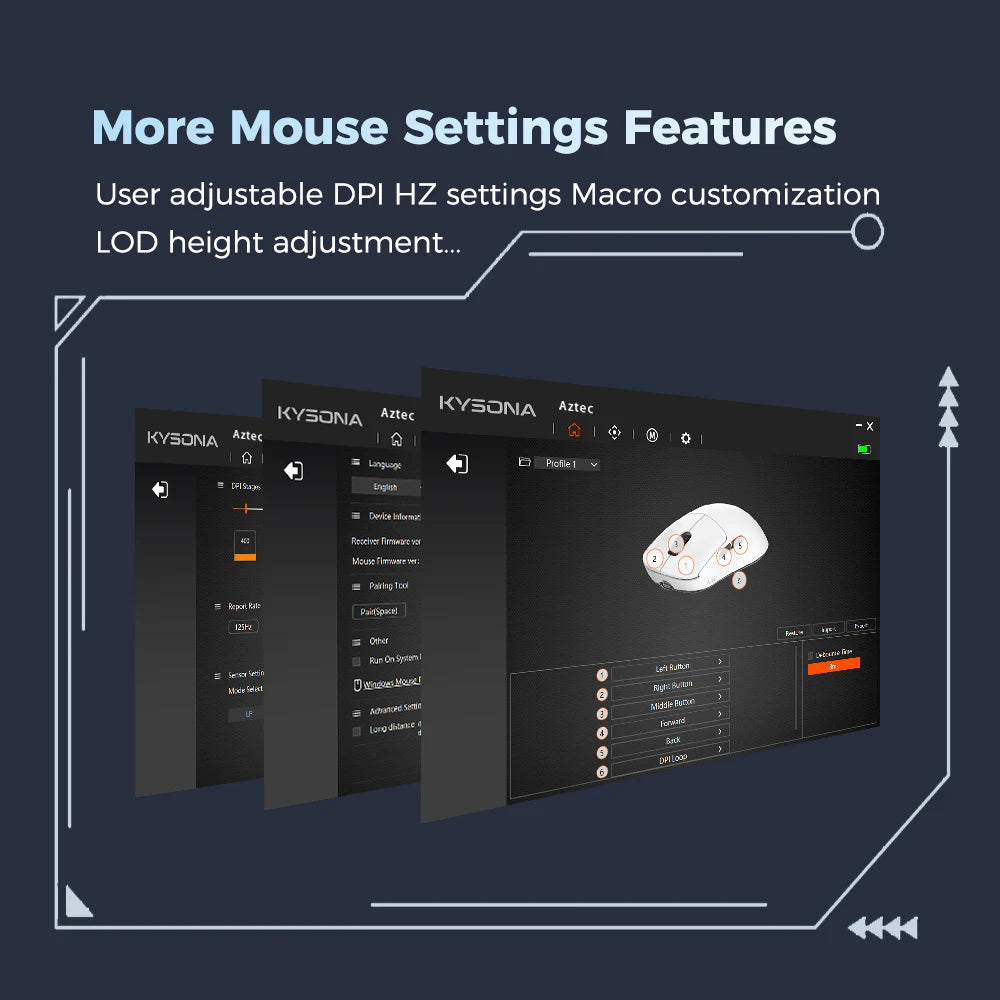 Kysona Aztec Red Wireless Gaming Mouse PAW3395 55g Ultra-Light 26000DPI 6 Buttons 90 Million Optical Computer Mice For Laptop PC