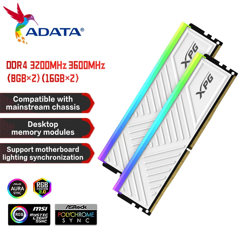 ADATA XPG Gaming D35G DDR4 RGB MEMORY Dual Tray 8GBx2 16GBx2 3200MHz 3600MHz DDR4 U-DIMM DRAM Module CL16 CL18 Desktop RAM