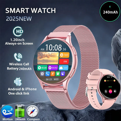 Women's Smart Watch 1.20 Inch Fitness Tracker Heart Rate Blood Pressure Monitor Period Tracking Compatible with Android iPhone