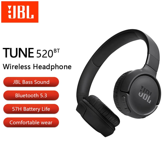 JBL Tune 520BT Wireless On-Ear Headphones T520BT Bluetooth 5.3/Hands-Free Support APP Deep Bass Foldable Headset With Mic T520