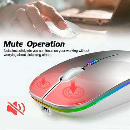 2.4G Bluetooth USB Wireless Mouse Portable Rechargeable Silent Gaming Mouse Ergonomic RGB Backlight Mouse For Laptop PC Computer