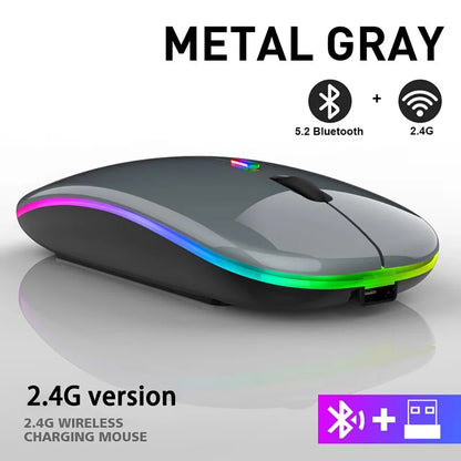 2.4G Bluetooth USB Wireless Mouse Portable Rechargeable Silent Gaming Mouse Ergonomic RGB Backlight Mouse For Laptop PC Computer