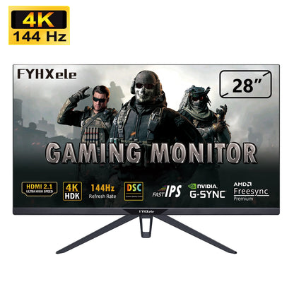 FYHXele 28" 4K 144Hz PC Gaming Monitors  IPS Panel Type C LCD Display 1ms FreeSync G-Sync HDR400 DP HDMI 2.1 With KVM Function