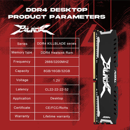 PUSKILL DDR4 Memoria Ram 16GB 8GB 1.2V 3200MHz Desktop 288-Pin Computer Heatsink Cooling Vest Memory