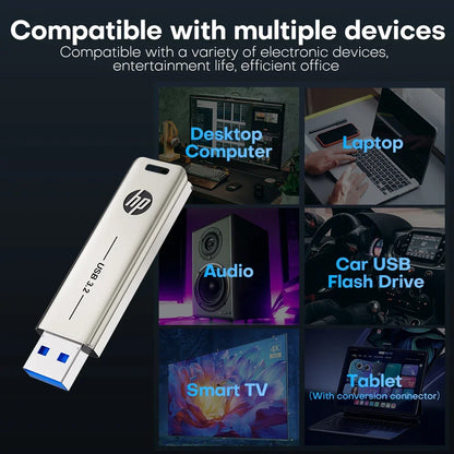 HP 32GB Flash Drive USB3.2 Disk 64GB 128GB 256GB High Speed External Storage Metal Pen Drive USB Sticks for PC Desktop