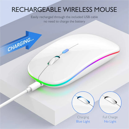 2.4G Bluetooth USB Wireless Mouse Portable Rechargeable Silent Gaming Mouse Ergonomic RGB Backlight Mouse For Laptop PC Computer