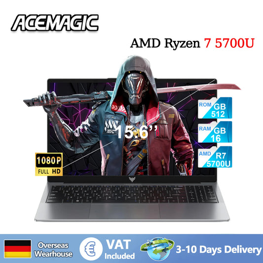 ACEMAGIC Laptop Computer AMD Ryzen 7 5700U Windows Laptop 15.6-in IPS 16GB DDR4 512GB NVMe SSD Backlit & Numeric Keyboard